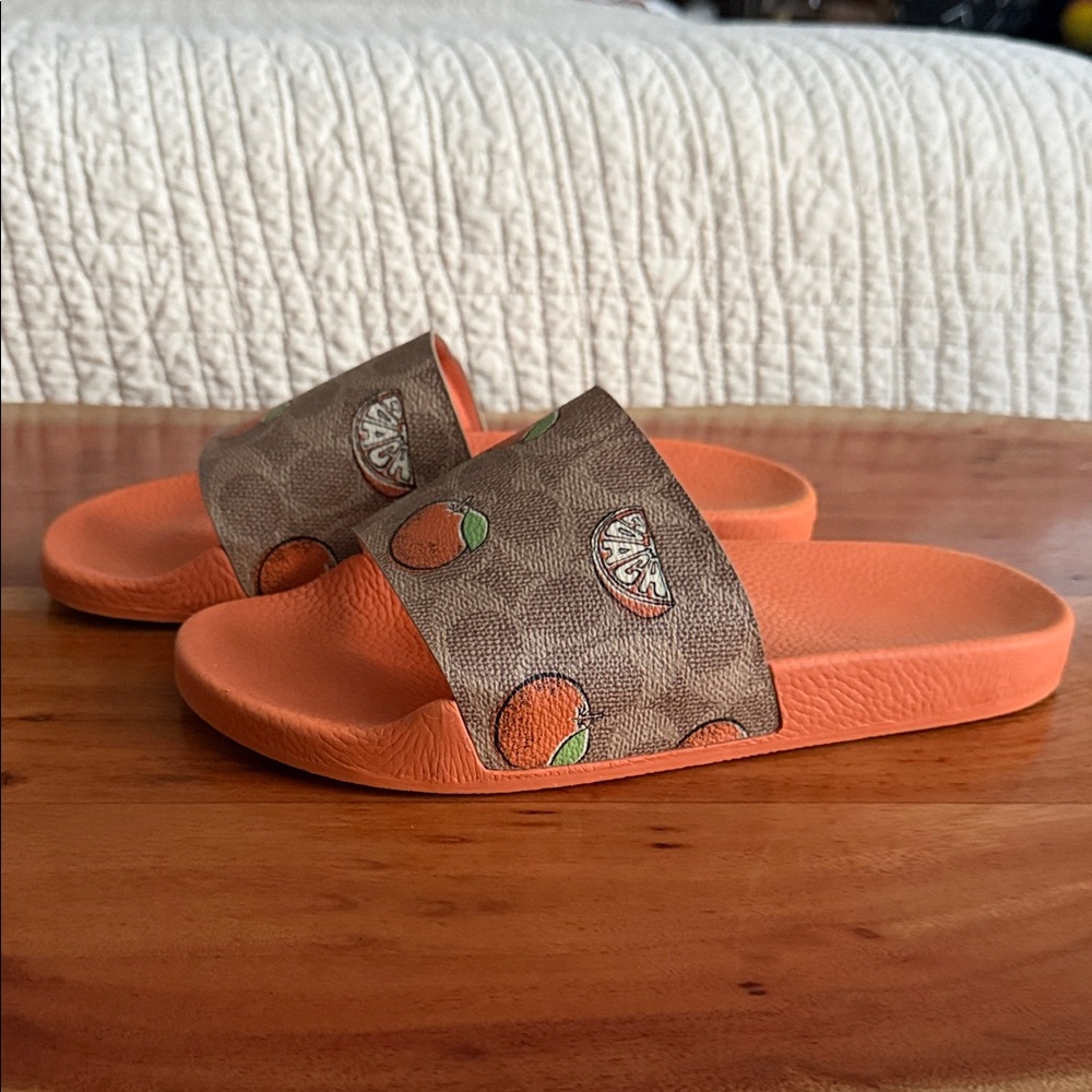 Coach Orange Slices Signature Slide Sandals